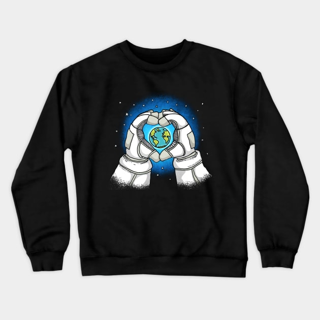 Astronaut Loves Earth Crewneck Sweatshirt by Jitterfly